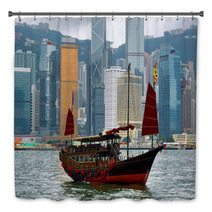 China, Junk In Hong Kong Harbor Bath Decor 21135947