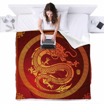 Chinese Dragon Vector Blankets 141470783