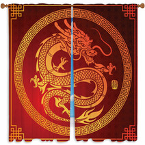 Chinese Dragon Vector Window Curtains 141470783