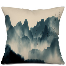 Chinese Ink And Water Landscape Painting Pillows 191816582