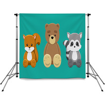 Chipmunk Bear Raccoon Doll Set Cartoon Vector Illustration Backdrops 89854633