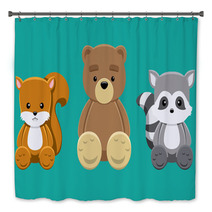 Chipmunk Bear Raccoon Doll Set Cartoon Vector Illustration Bath Decor 89854633