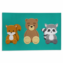 Chipmunk Bear Raccoon Doll Set Cartoon Vector Illustration Rugs 89854633