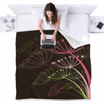 Chocolate And Pink Dandelion (vector) - Illustration Blankets 7319221
