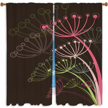Chocolate And Pink Dandelion (vector) - Illustration Window Curtains 7319221