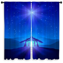 Christian Christmas Night Window Curtains 58994650