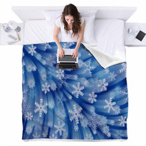 Christmas Blue Background: Firework Of Snowflakes Blankets 58554850