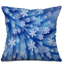 Christmas Blue Background: Firework Of Snowflakes Pillows 58554850