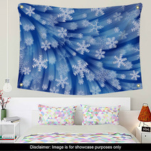 Christmas Blue Background: Firework Of Snowflakes Wall Art 58554850