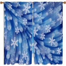 Christmas Blue Background: Firework Of Snowflakes Window Curtains 58554850