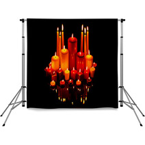 Christmas Candles On Black With Reflection Backdrops 47357328
