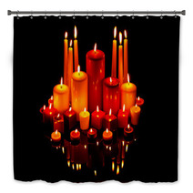 Christmas Candles On Black With Reflection Bath Decor 47357328