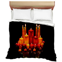 Christmas Candles On Black With Reflection Bedding 47357328