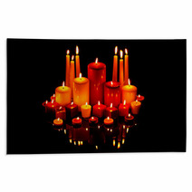Christmas Candles On Black With Reflection Rugs 47357328