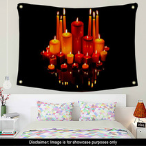 Christmas Candles On Black With Reflection Wall Art 47357328