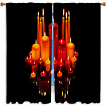 Christmas Candles On Black With Reflection Window Curtains 47357328