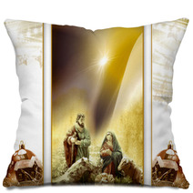 Christmas Card Greeting, Nativity Scene Pillows 36629041