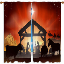 Christmas Nativity Scene Window Curtains 56474484