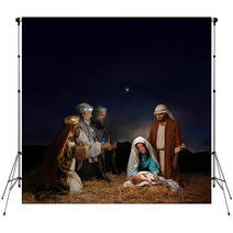 Christmas Nativity Scene With Three Wise Men Backdrops 6125812