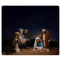Christmas Nativity Scene With Three Wise Men Rugs 6125812