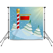 Christmas. North Pole Sign With Copyspace Backdrops 4824010