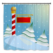 Christmas. North Pole Sign With Copyspace Bath Decor 4824010