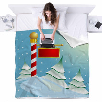 Christmas. North Pole Sign With Copyspace Blankets 4824010