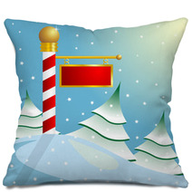 Christmas. North Pole Sign With Copyspace Pillows 4824010