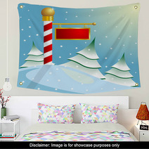 Christmas. North Pole Sign With Copyspace Wall Art 4824010