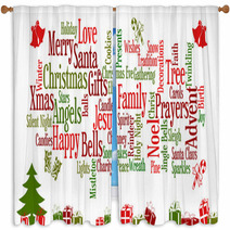 Christmas Word Cloud Window Curtains 58729421