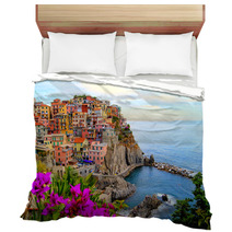 Cinque Terre Coast Of Italy With Flowers Bedding 40872345