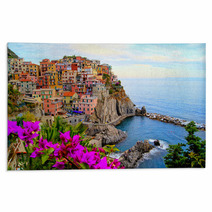 Cinque Terre Coast Of Italy With Flowers Rugs 40872345