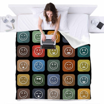 Circle Face Flat Icons With Long Shadow Blankets 61008758