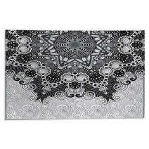 Circle Grey Lace Ornamental Floral Pattern Rugs 71256867