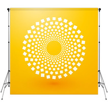 Circles Of White Squares On Yellow Background Backdrops 72182739