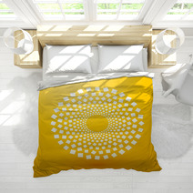 Circles Of White Squares On Yellow Background Bedding 72182739
