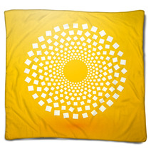 Circles Of White Squares On Yellow Background Blankets 72182739