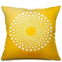 Circles Of White Squares On Yellow Background Pillows 72182739