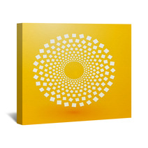 Circles Of White Squares On Yellow Background Wall Art 72182739