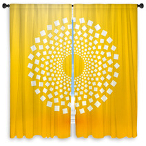 Circles Of White Squares On Yellow Background Window Curtains 72182739