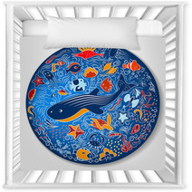 Circular Pattern With Marine Life Nursery Decor 186758530
