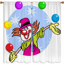 Circus Clown With Balls Window Curtains 58517682