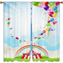Circus Festive Background Window Curtains 53695810