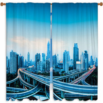 City Highway Overpass Panoramic Window Curtains 71260258