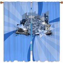 City Music Party Background Window Curtains 58720874