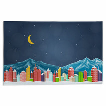 City With Mountain At Night Rugs 72117540