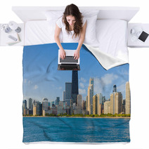 Cityscape Of Chicago Blankets 57534433