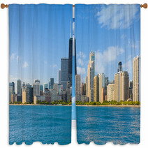 Cityscape Of Chicago Window Curtains 57534433