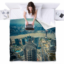 Cityscape Of Shanghai Blankets 55455305