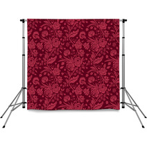 Claret Seamless Pattern With A Vintage Flower Bouquets Backdrops 55897982